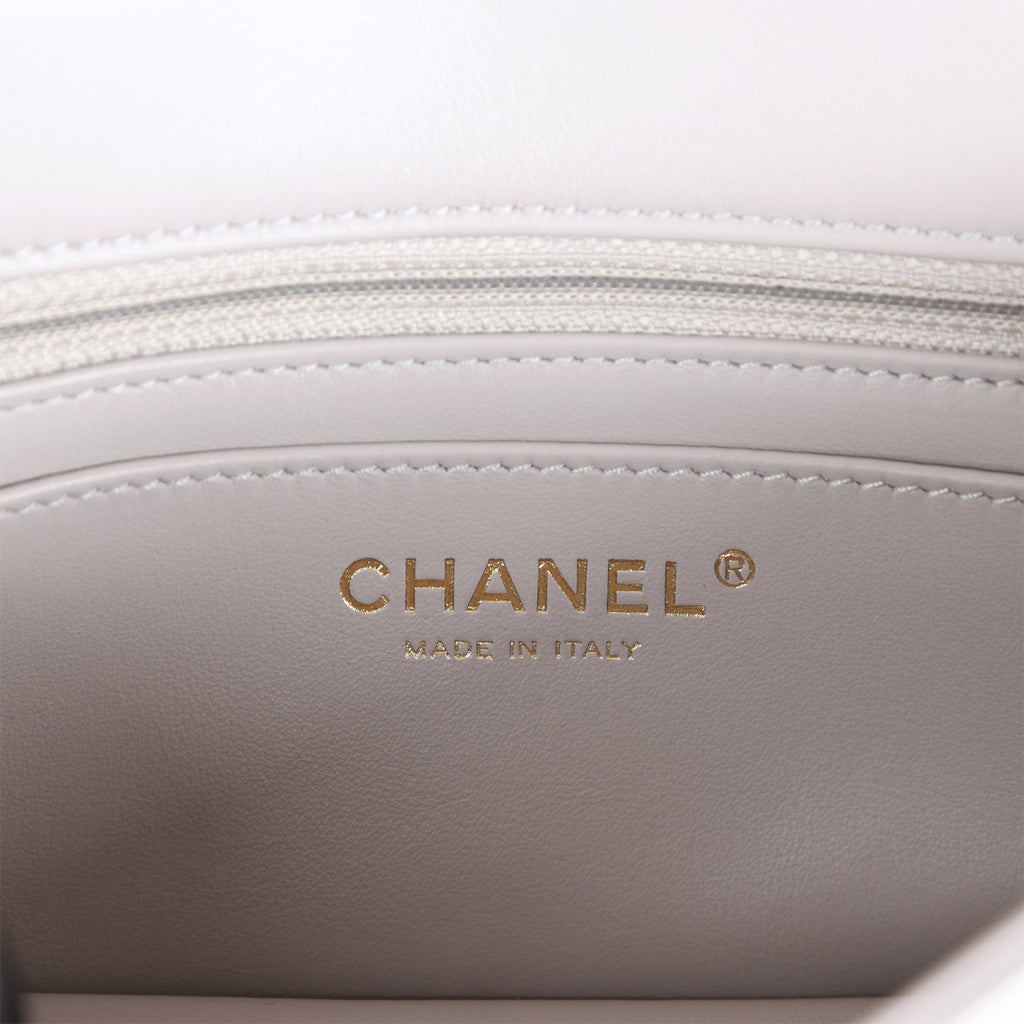 Mini Flap Bag Light Grey  Hardware