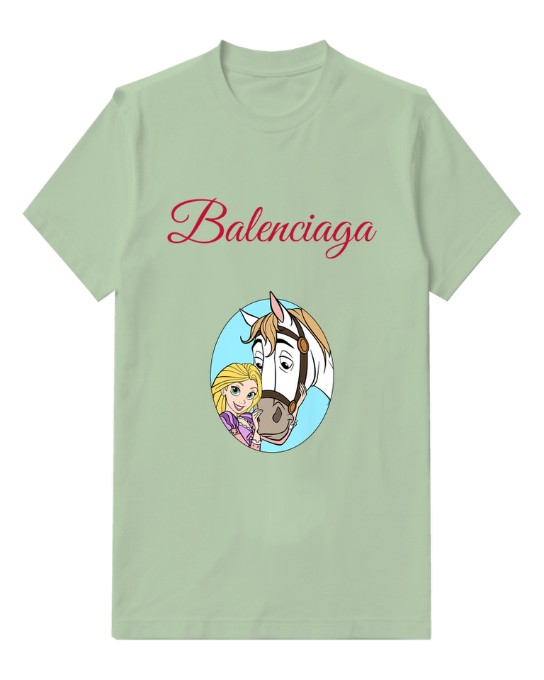 Sage Green Princess and Horse Circle Graphic T-Shirt - front product view