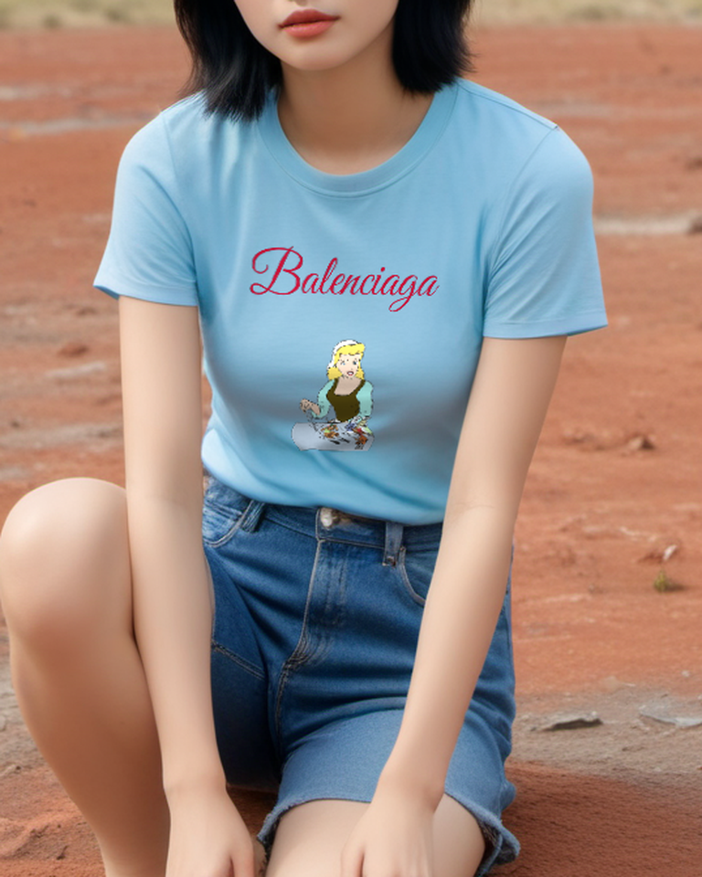 Sky Blue Country Girl Animal Friends Graphic T-Shirt - styled view 2