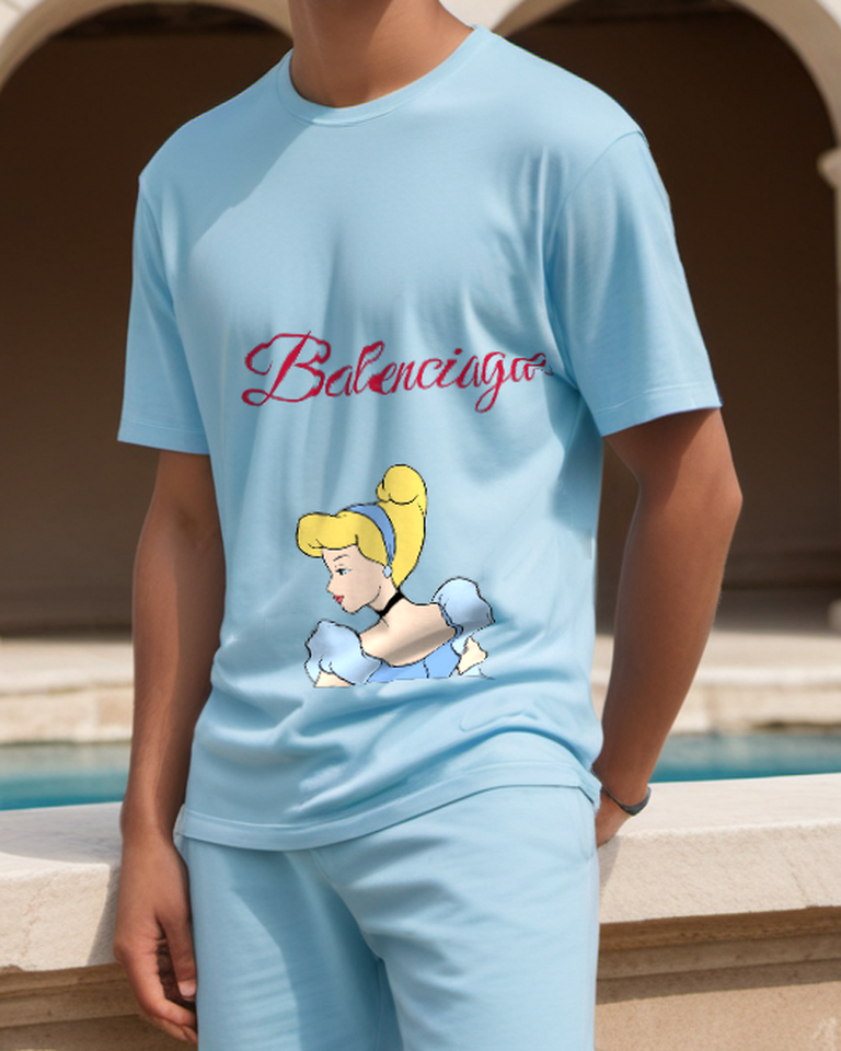 Sky Blue Blonde Blue Gown Profile Graphic T-Shirt - styled view 2