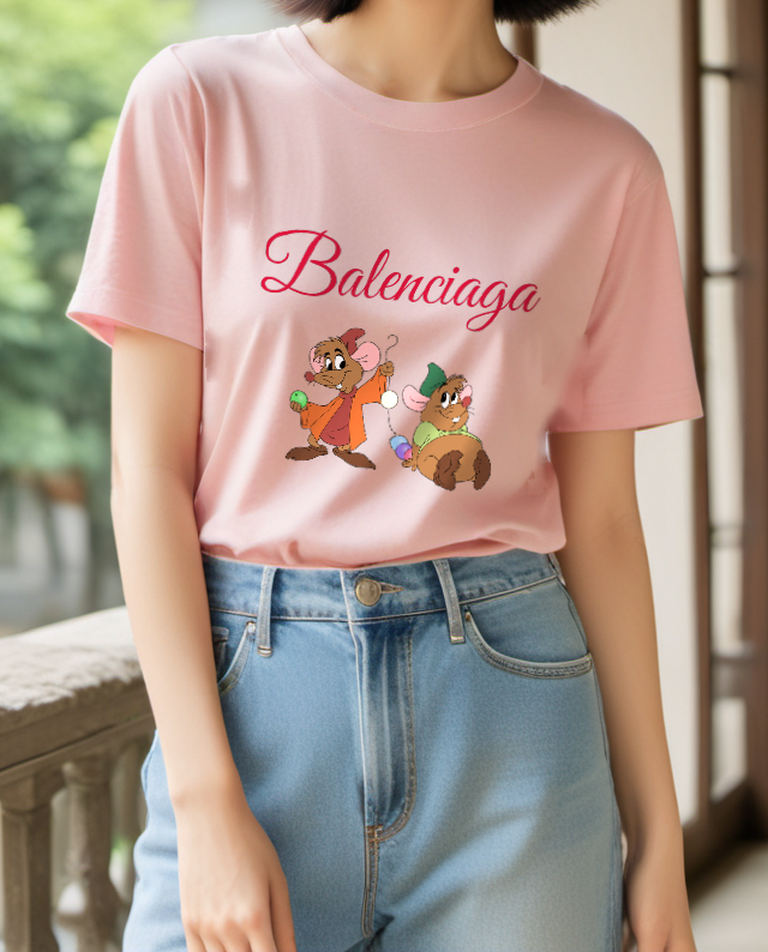 Blush Pink Two Helpful Mice Graphic T-Shirt - styled view 3