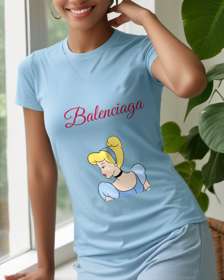 Sky Blue Blonde Blue Gown Profile Graphic T-Shirt - styled view 5