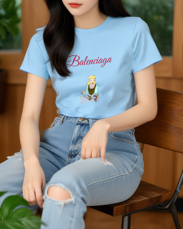 Sky Blue Country Girl Animal Friends Graphic T-Shirt - styled view 4