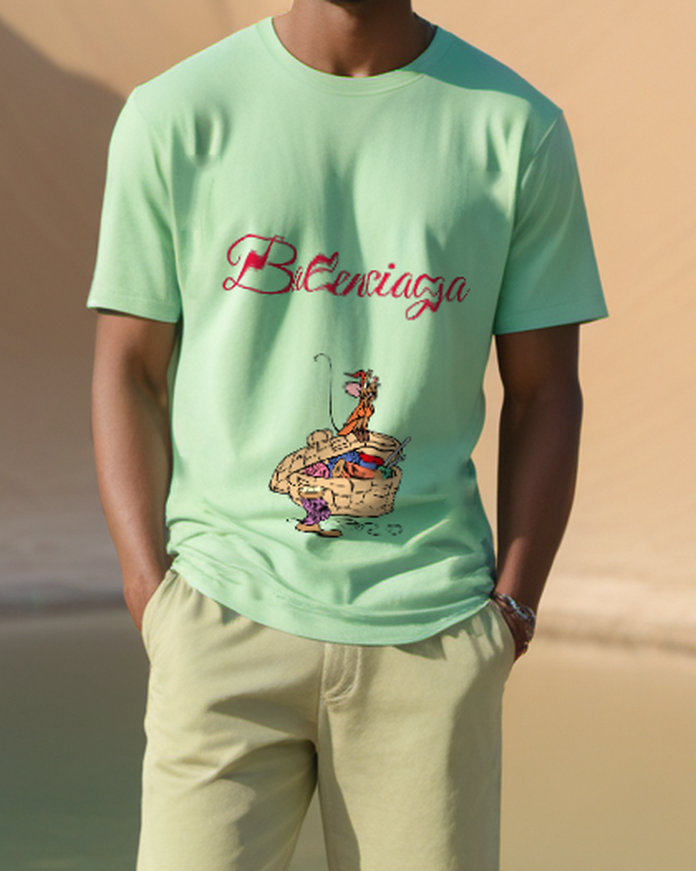 Sage Green Mouse Sewing Basket Graphic T-Shirt - styled view 1